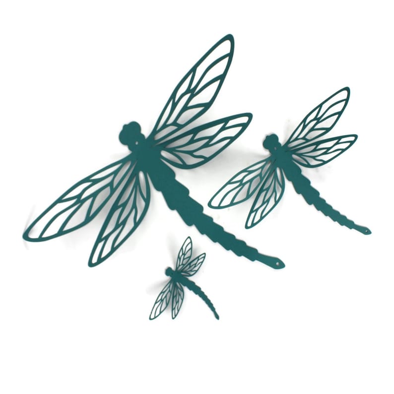 Dragonfly Metal Wall Art - 5.75 to 23.5 Inches Tall Copper Patina Green