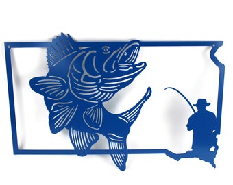 South Dakota State Walleye Fishing Metal Wall Art 22 Inches Wide