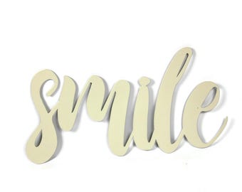 Smile Metal Script Word Sign 9.75 to 14.5 Inches Wide - Etsy
