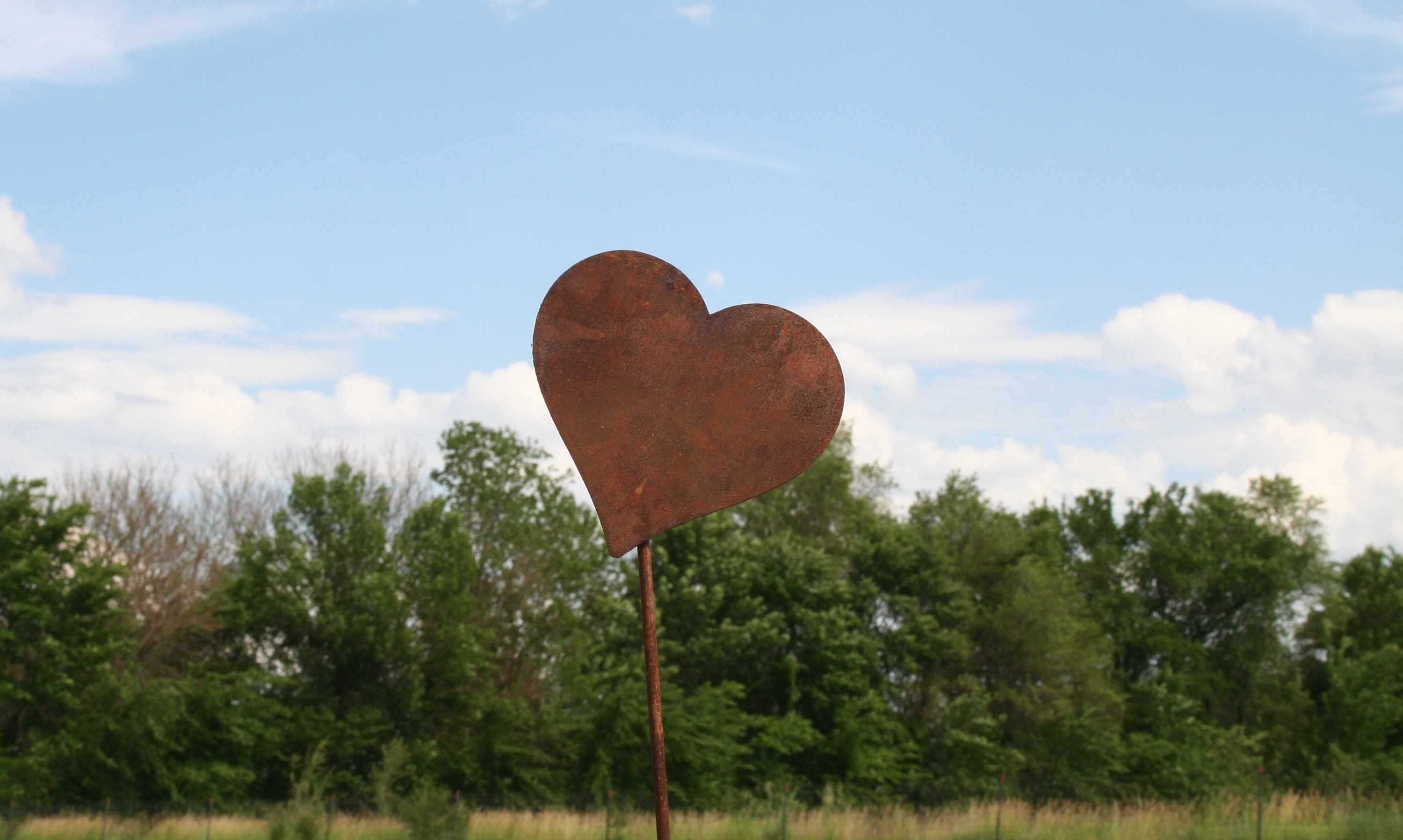 Metal Heart Garden Stake, Valentine heart, heart yard sign, rustic