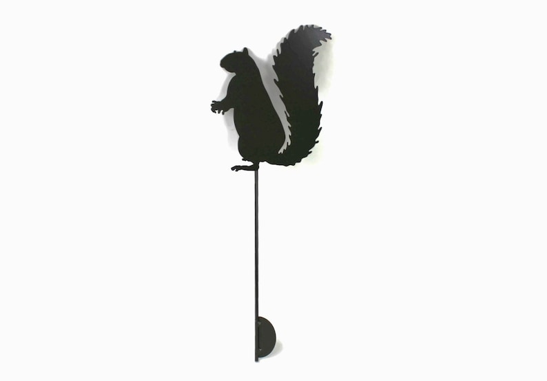 Squirrel Metal Garden Stake 23 to 33 Inches Tall Bronze Charcoal