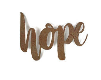 hope Metal Script Word Sign 8.13 to 12.5 Inches Wide