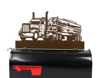 Log Truck Custom Metal Mailbox Topper 17 Inches Wide - Does Not Include a Mailbox