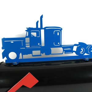 Semi Truck Tractor Metal Mailbox Topper 8 Inches Tall - Does Not Include a Mailbox