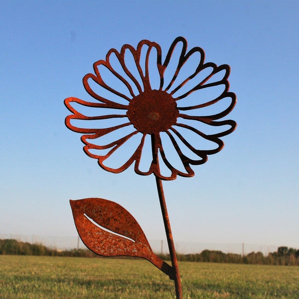 Metal Daisy Flower Stake 23 to 48 Inches Tall