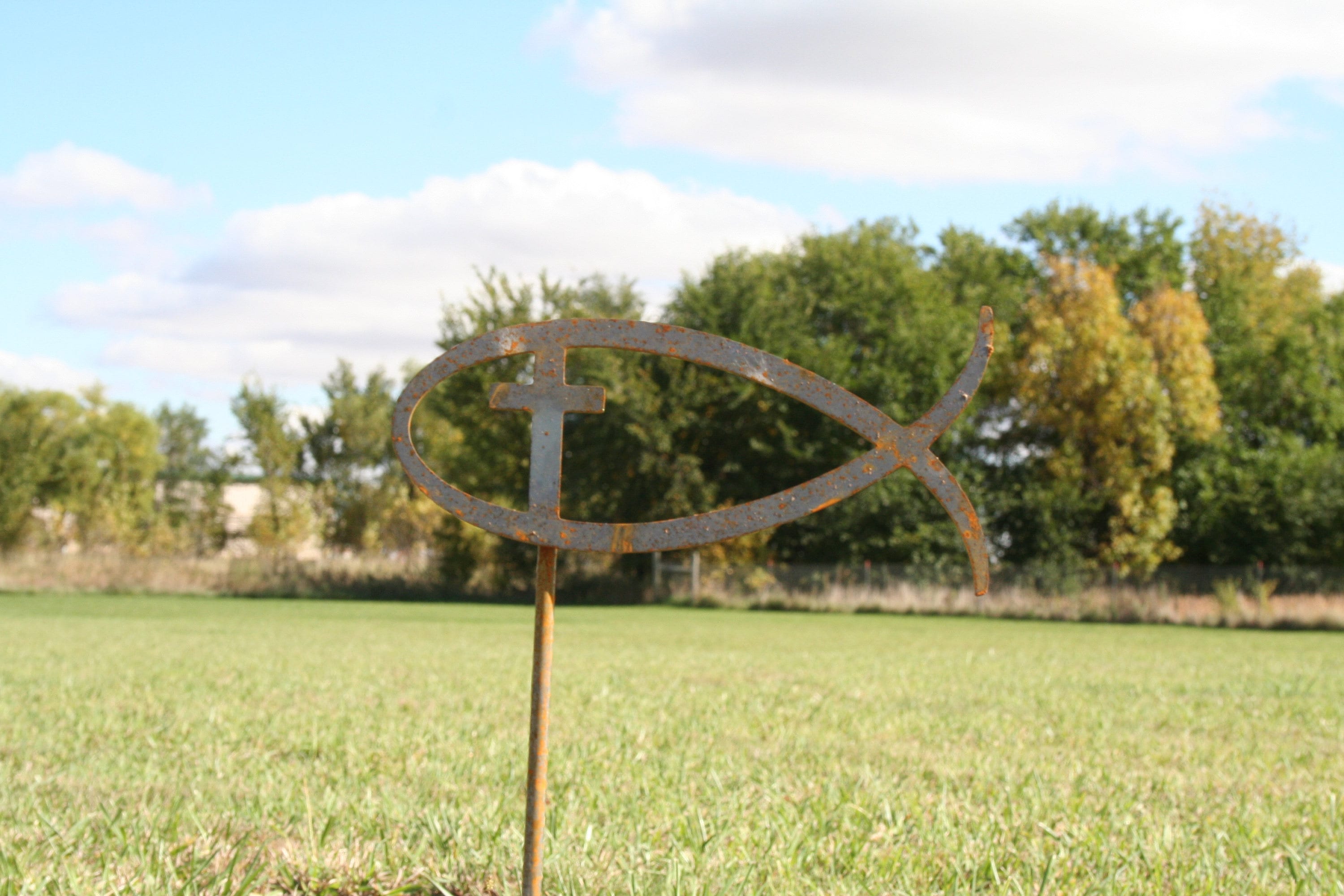 Jesus Fish Garden Stake, Christian Fish, fish yard sign, religious yard