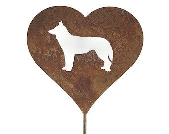 Siberian Husky Dog Metal Heart Pet Memorial Stake 21 to 28 Inches Tall