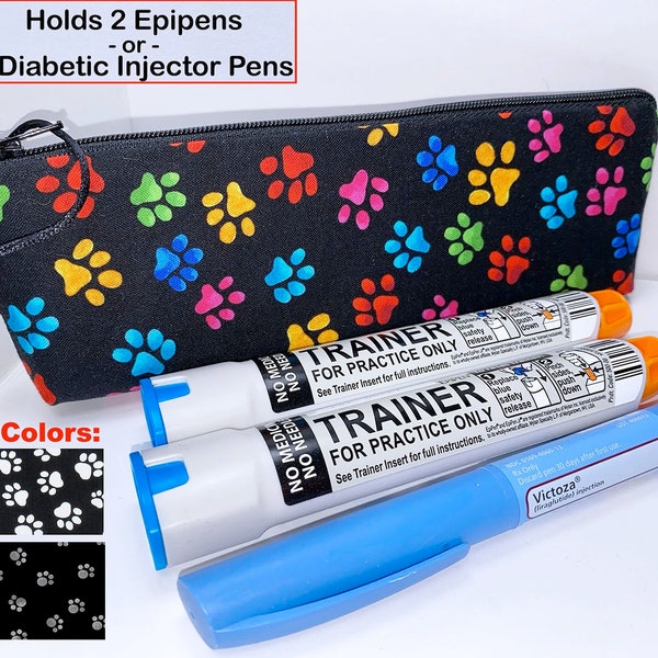 EpiPen Pouch, 8" x 3" Insulated Injector Pouch, Holds 2 EpiPens Clip-on Case, Insulin Pen Case, Auto Injector