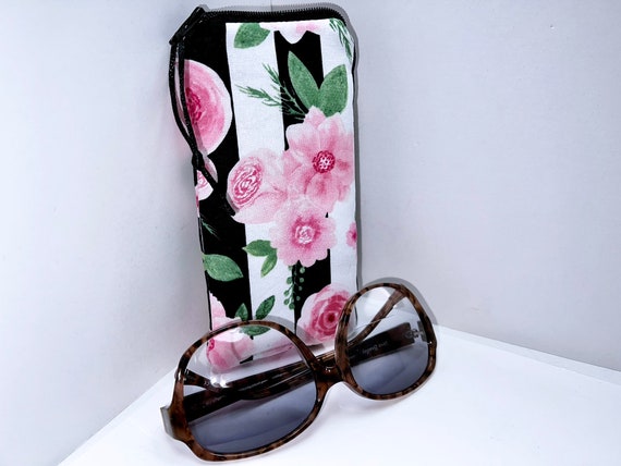 Pink Roses Padded Glasses Case, Floral Eyeglass Pouch - Etsy display picture 3