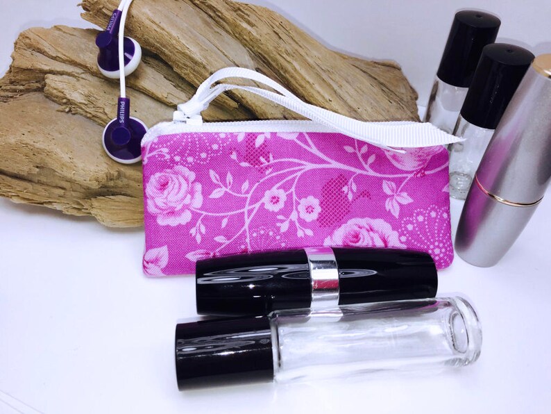 USB Case Feminine Small Zipper Pouch Doterra Oil Storage Fuchsia Shabby Lipstick Case Lip Balm Case Victorian Essential Oil Bag