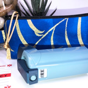 Inhaler Case, FREE Medical Alert Card, Blue Metallic Clip-on Inhaler Pouch, Inhaler Holder, FREE Medical Alert Card, Caduceus Charm