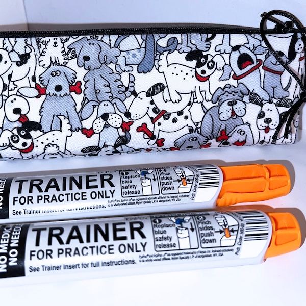 Very COOL PUPS EpiPen Pouch Insulated, 8x3 or 8x2 Wide Bottom Holds Injector 1 or 2 EpiPens, Emergency Card, Insulin Pen Case, Auto Injector