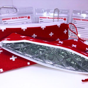 Ships Fast  8" x 2" Insulated Single Injector Pouch, EpiPen Pouch, Emergency Alert, Insulin Pen Case, Auto Injector