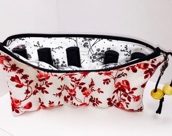 Red Roses Essential Oil Case, 5-7 Slot Essential Oil Bag, Young Living Oil Storage, Oil Travel Bag, Doterra Oil Storage