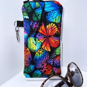 THICKLY PADDED Eyeglass Case, Colorful Butterfly Glasses Case, Fabric Eyeglass Pouch