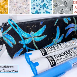 EpiPen Pouch, 8" x 3" Insulated Injector Pouch, 5 Prints Available, Holds 2 EpiPens Clip-on Case, Insulin Pen Case, Auto Injector