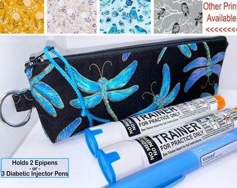 EpiPen Pouch, 8" x 3" Insulated Injector Pouch, 5 Prints Available, Holds 2 EpiPens Clip-on Case, Insulin Pen Case, Auto Injector