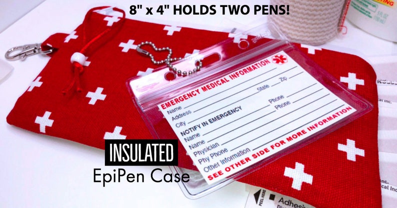 INSULIN Pen Case Auvi-Q Pouch First Aid Bag EpiPen Bag Holds Two Epi Pens BULK Set of FIVE Insulated 8 x 4 Diabetic Supply Bag