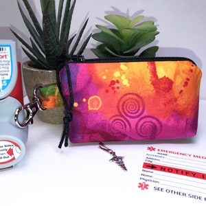 PURE PSYCHEDELIC Itty Bitty Asthma Inhaler Case Wavee Gravee COLORS Inhaler Case, Small Clip-on Zipper Pouch