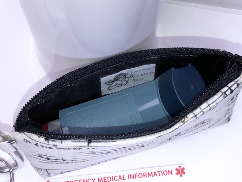 Sheet Music Asthma Inhaler Case Inhaler Holder Clip-on Small Zipper Pouch Coin Purse Inhaler Carrier