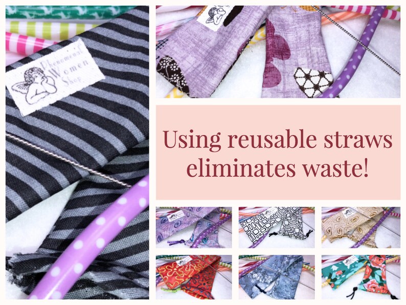 ZERO WASTE Reusable Straw Case Reusable Straw Bags Assorted Prints Reusable Drinking Straw Pouch Toothbrush Pouch Set of 5