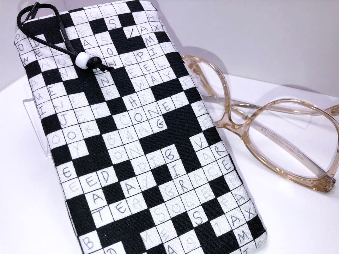 Crossword Puzzle Eyeglass Case, Glasses Case, Sunglass Case, Fabric