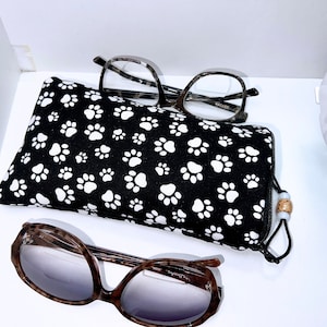 Cool Paws DOUBLE EYEGLASSES Case, Sunglasses Pouch, Purse Organizer, 2 Pairs Eyeglass Case, Double Glasses Case, Fabric Eyeglass Case