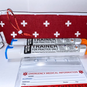 Schiffe schnell Diabetiker Pen Injektor Beutel Epipen Epinephrin Injektion Auto-Injektor Fall Clip-on-Notfall-Karte und Halter
