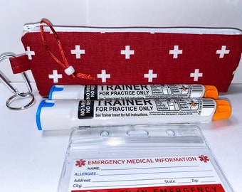 Ships fast  Diabetic Pen Injector Pouch Epipen Epinephrine Injection Auto-Injector Case Clip-on Free Emergency Card and Holder
