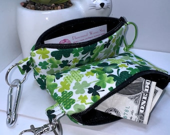 Festive Irish Shamrock Asthma Inhaler Pouch, Small Zipper Case, St. Patrick's Day Gift