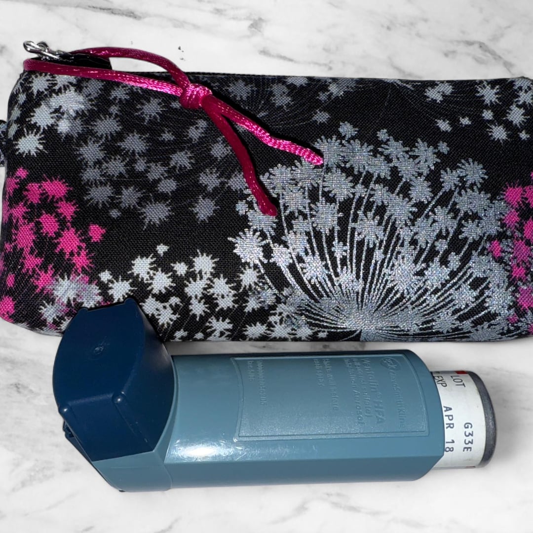 Metallic Fabric Inhaler Case: Asthma Puffer Holder With Medical Alert ...