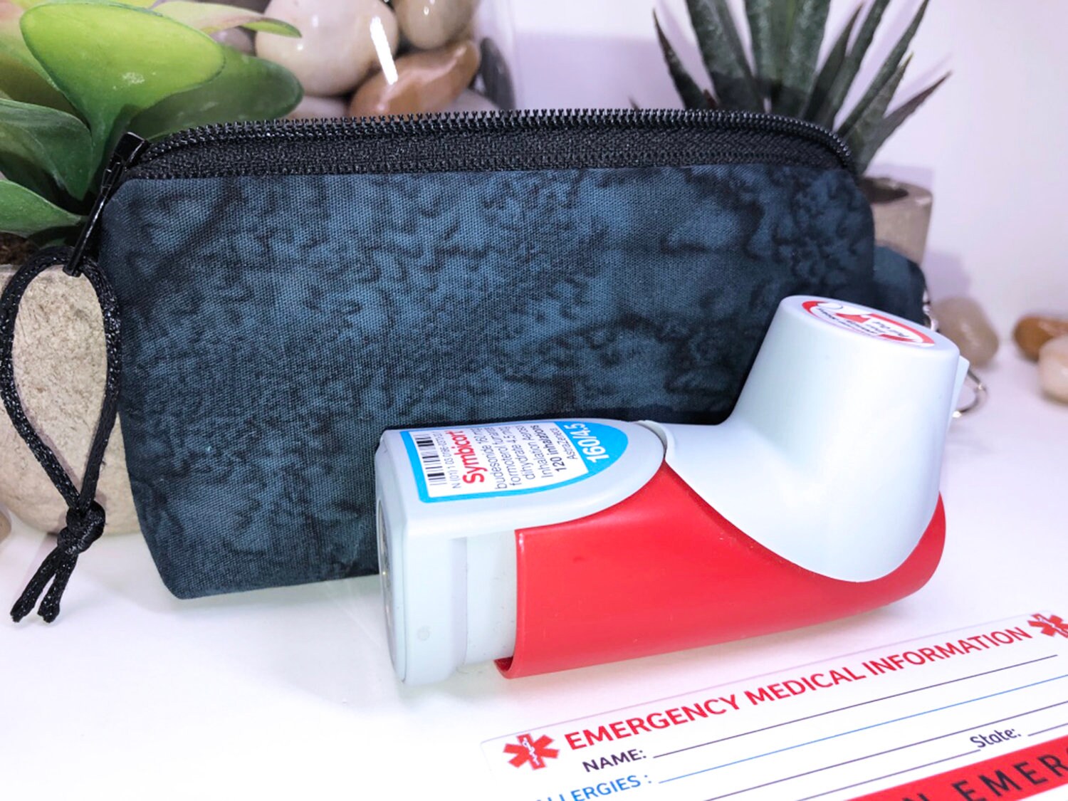 Deep Blue Inhaler Pouch Asthma Inhaler Case Rescue Inhaler Etsy