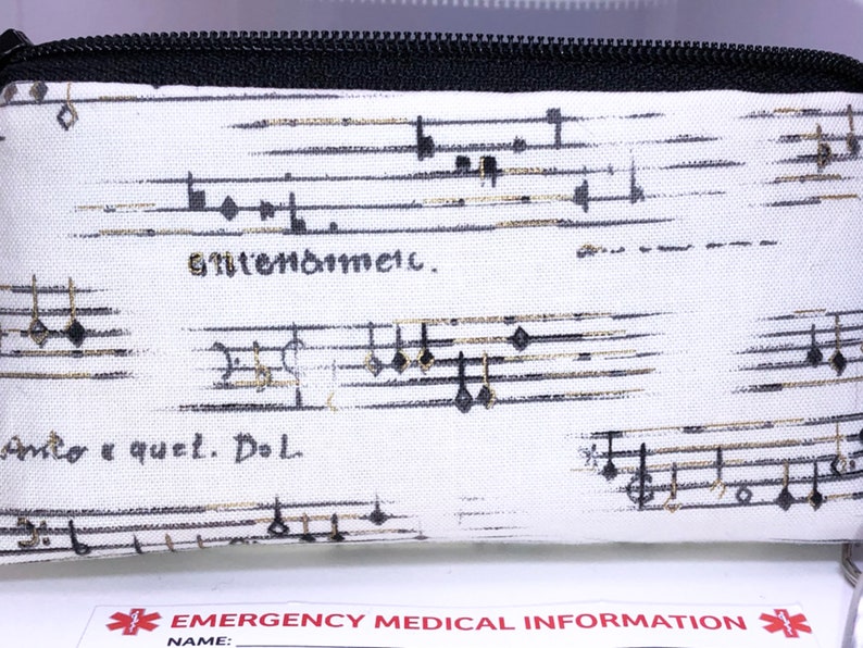 Sheet Music Asthma Inhaler Case Inhaler Holder Clip-on Small Zipper Pouch Coin Purse Inhaler Carrier