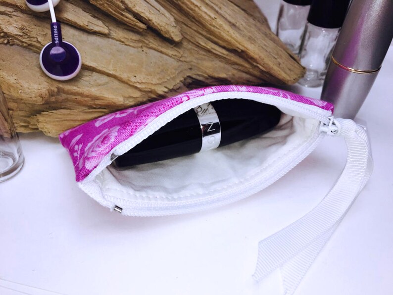 USB Case Feminine Small Zipper Pouch Doterra Oil Storage Fuchsia Shabby Lipstick Case Lip Balm Case Victorian Essential Oil Bag