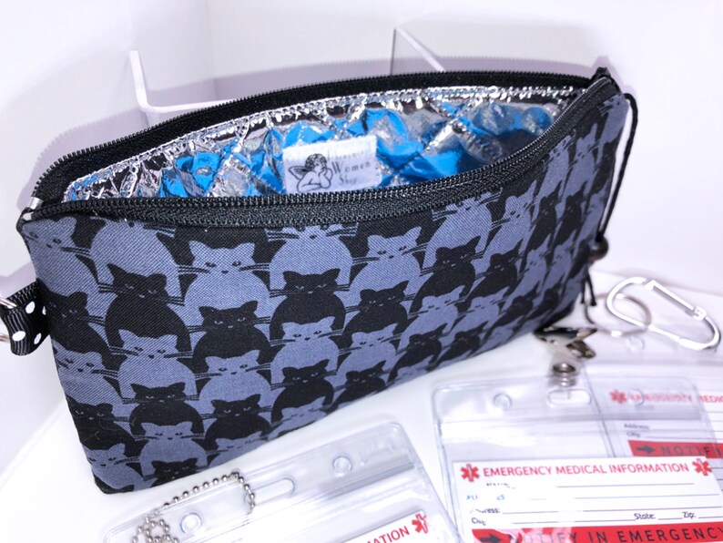 Black Cats Diabetic Supply Bag Travel Medical Bag EpiPen Pouch EpiPen Case Insulin Pen Case