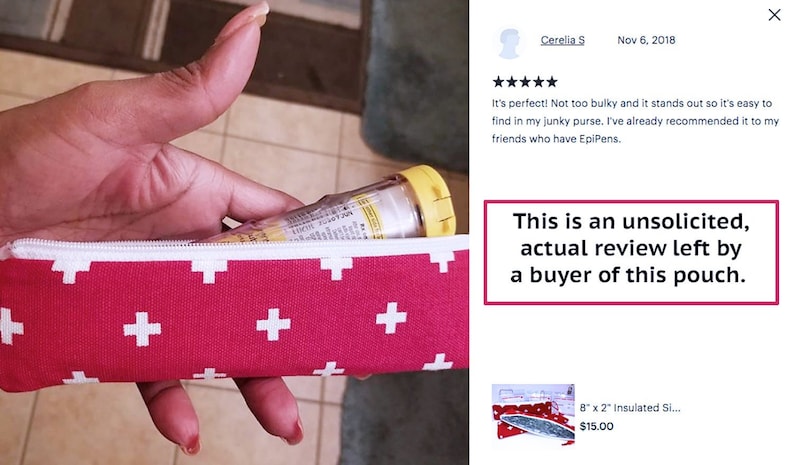 Diabetes Supply Bag Slim 2 x 8 in Insulin Pen Case Blue Batik Single EpiPen Case Auto Injector