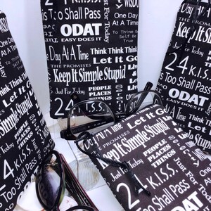 Recovery Slogans Double Glasses Case, Easy Does It Eyeglasses Case, Recovery Gift, One Day at a Time, AA, NA, OA, Sobriety, Serenity