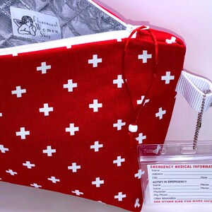REAL BIG First Aid Bag, 14 x 9.5 x 3.5 WIDE Insulated Medical Supplies Zipper Pouch, Medical Alert Card, Large First Aid Travel Bag