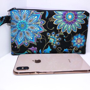 Elegant Boticanical Wristlet Phone Case, Phone Xs, Cell Phone Purse, Multi-Purpose Pouch, Smartphone Wristlet, Cell Phone Bag