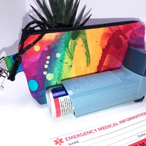 Tie Dye Asthma Inhaler Holder, FREE Medical Alert Card, FREE Caduceus Charm,