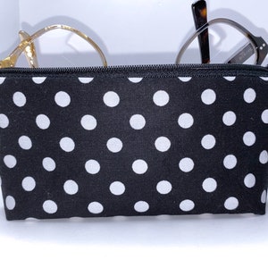 Double OR Single Eyeglasses Case, Polka Dots Double Glasses Case, 2 Pair Eyeglass Case, Purse Organizer, Fabric Eyeglasses Case