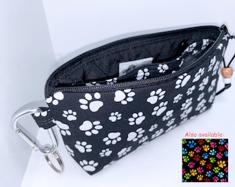 DOUBLE EYEGLASS Case, Cool Paw Prints Sunglasses Pouch, Holds 2 Pairs Eyeglasses Case, Double Glasses Case, Fabric Eyeglass Case