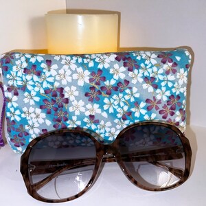 Blue Eyeglass Case, DEEPLY PADDED, Sunglasses Case, Spectacles Case, Soft Zipper Pouch