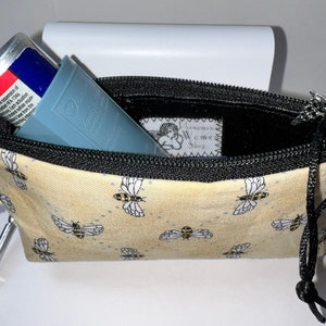 Honeybee Asthma Inhaler Pouch, FREE Medical Alert Card, Slim Zipper Pouch, Clip-on Inhaler Case, Inhaler Holder, Caduceus Charm
