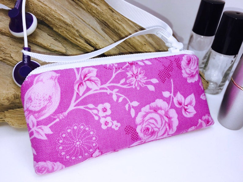 USB Case Feminine Small Zipper Pouch Doterra Oil Storage Fuchsia Shabby Lipstick Case Lip Balm Case Victorian Essential Oil Bag