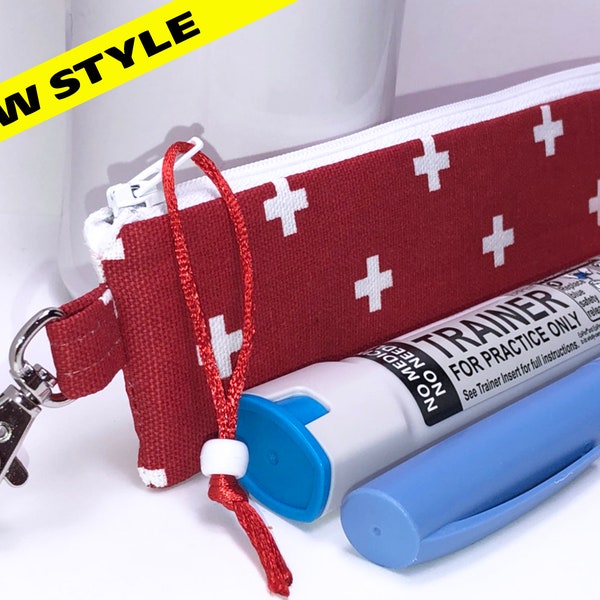 Ships fast  Lobster Clasp 8" x 2" Insulated Single Injector Pouch, EpiPen Pouch, Emergency Alert, Insulin Pen Case, Auto Injector