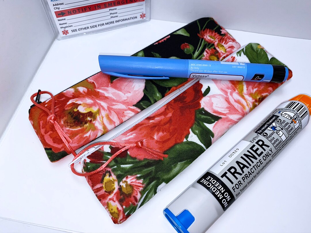 Roses Slim Insulated Zipper Pouch Feminine Single Epipen Etsy