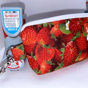 Pochette pour inhalateur à clip Fraises, support pour pompe pour l'asthme, étui mince pour porte-clés