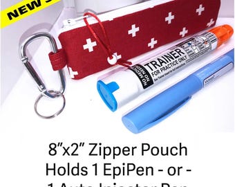 Quick Ship Insulated EpiPen Pouch with Carabiner in 4 Colors, Emergency Injector Case