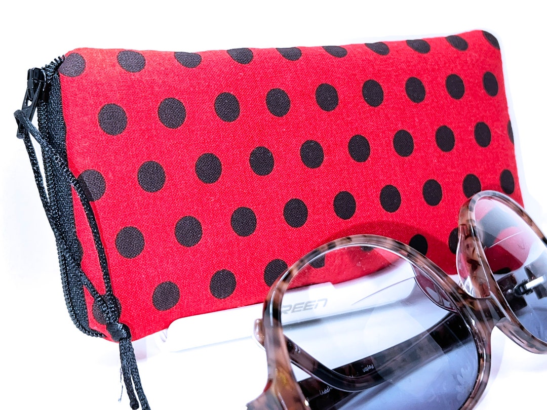 Red Polka Dot Glasses Case Single Fabric Eyeglass Pouch Etsy